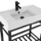 Modern Ceramic Console Sink With Counter Space and Matte Black Base, 32